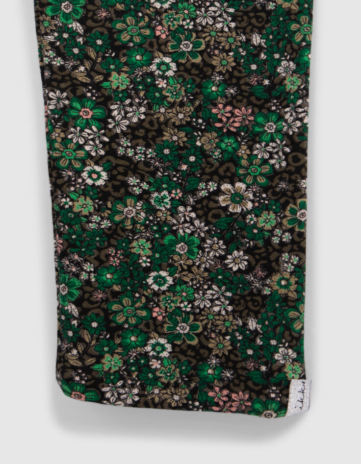 Leggings réversible imprimé léo-floral et kaki fille-5 Leggings réversible imprimé léo-floral et kaki fille-5
