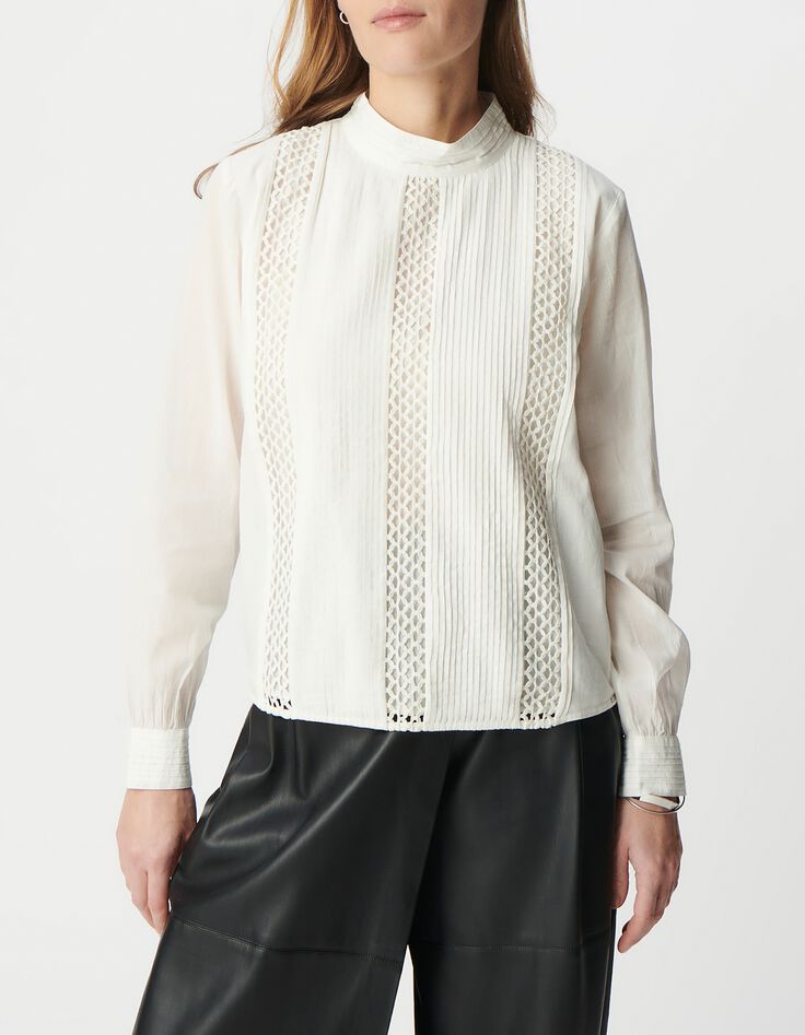 Off-white organic cotton blouse with trimmings Women-2