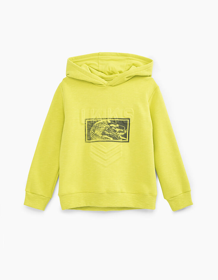 Sweat vert fluo IKKS relief et tête de dragon garçon-1
