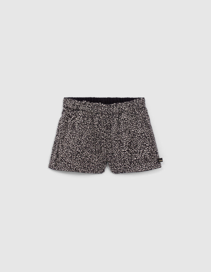 Shorts reversibles negro y estampado tachista bebé niña-6