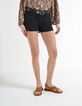 Schwarze Jeansshorts mit Fransen I.Code-2