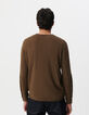 Herrenpullover, khaki, Biowolle, Feinstrick, Tunikakragen-3
