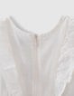 Robe tutu blanc cassé bi matière à volants bébé fille-5