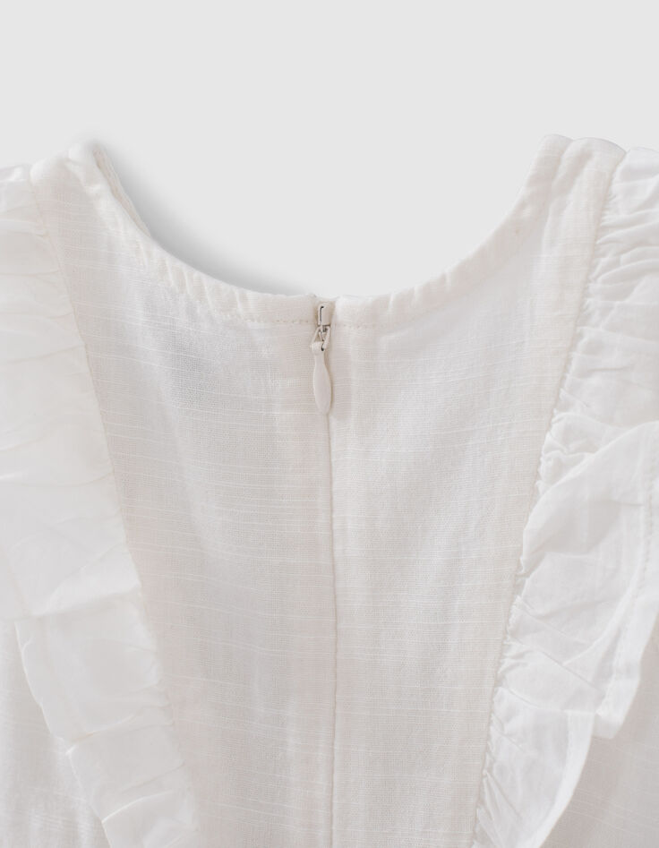 Robe tutu blanc cassé bi matière à volants bébé fille-5 Robe tutu blanc cassé bi matière à volants bébé fille-5