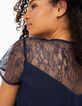 Vestido azul marino con mangas y espalda encaje I.Code-3