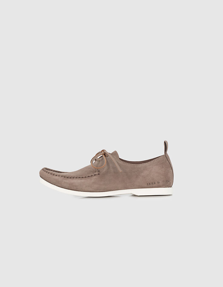 Chaussures bateau café en cuir velours Homme-1