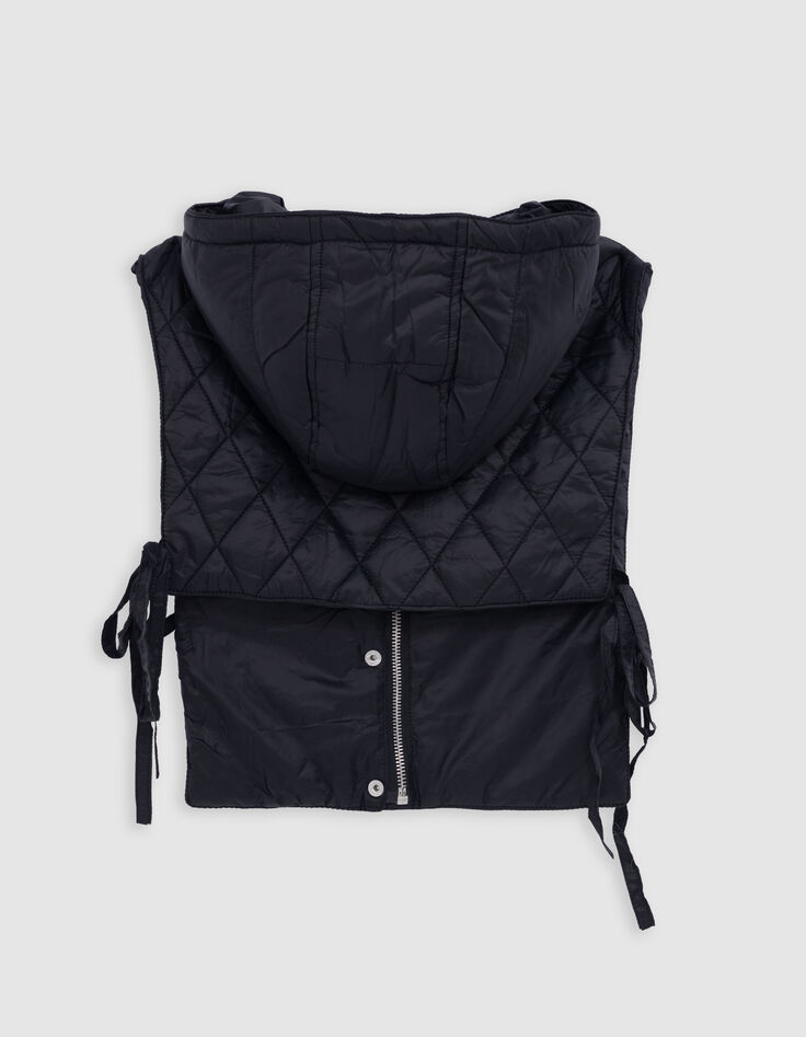 Women's black nylon quilted hooded collar IKKS