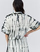 Robe chemise longue noire imprimé tie and dye Femme-4