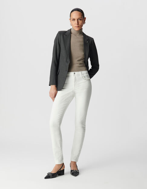 Jean slim blanc Powerstretch laçage poches Femme - IKKS
