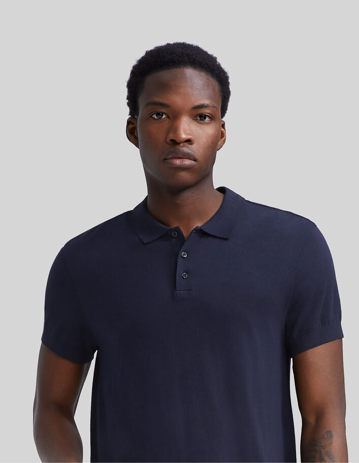 Men’s navy modal cotton polo shirt-4