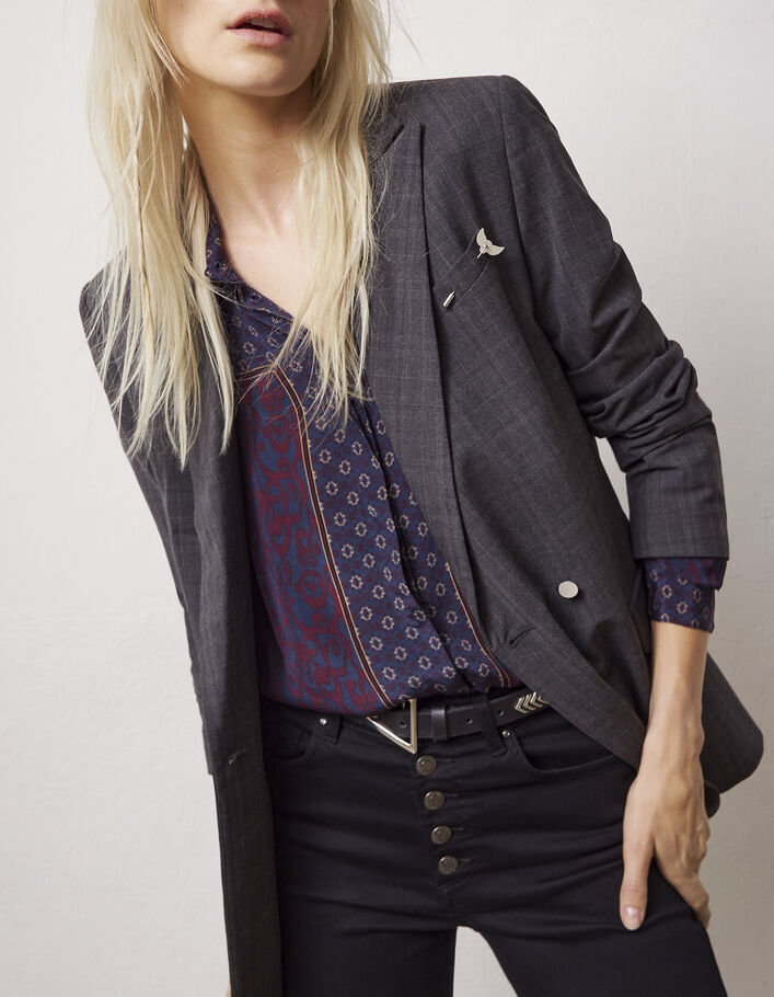  Women’s grey check jacket with flap pockets - IKKS