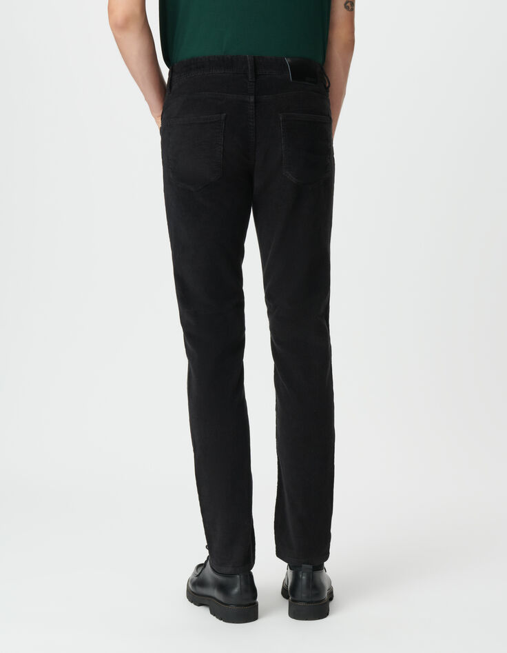 Zwarte slim broek fijne ribfluweel Heren-3