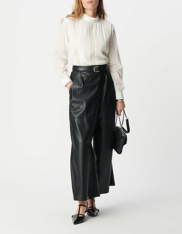 Off-white organic cotton blouse with trimmings Women-1