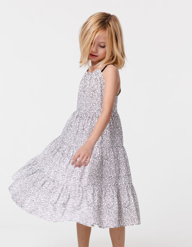 Robe longue noire imprimé graphique fille - IKKS