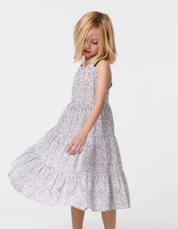 Robe longue noire imprimé graphique fille-1