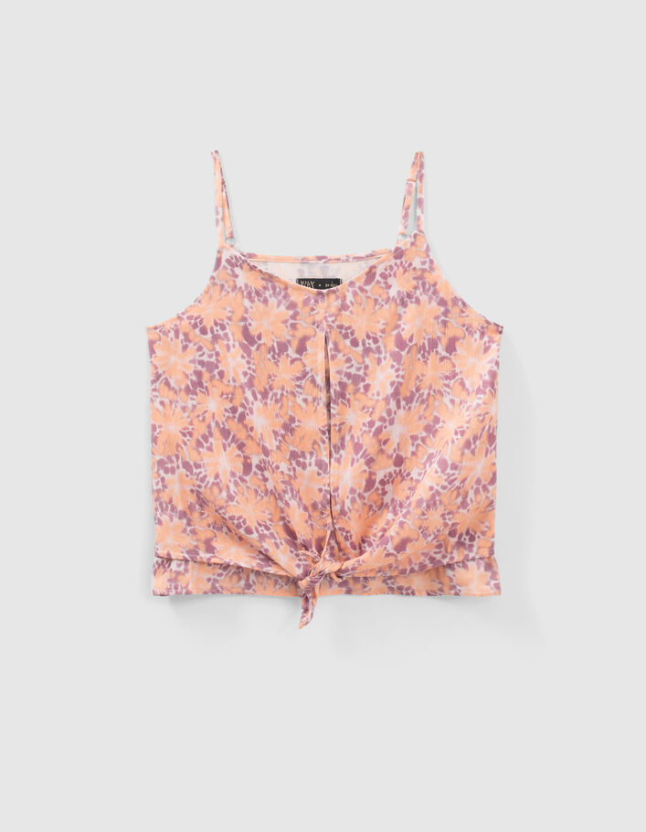 Girls’ violet psychedelic flower print camisole - IKKS