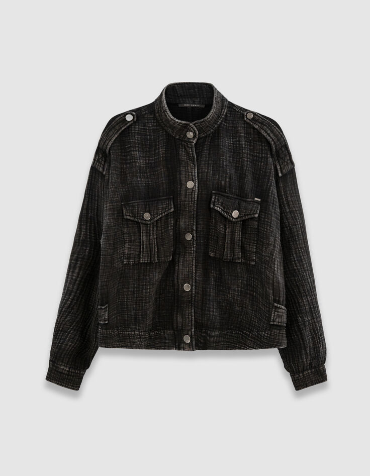 Veste oversize grise gaze de coton bio Femme-6