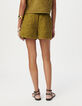 Short kaki matelassage broderies Femme-3