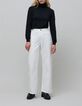 Jean large blanc cassé taille haute Femme-2