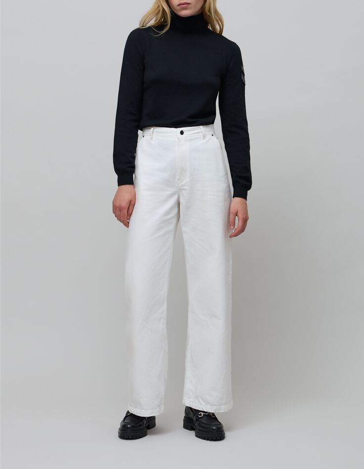 Women's high-waisted off-white wide-leg jeans-2 Women's high-waisted off-white wide-leg jeans-2