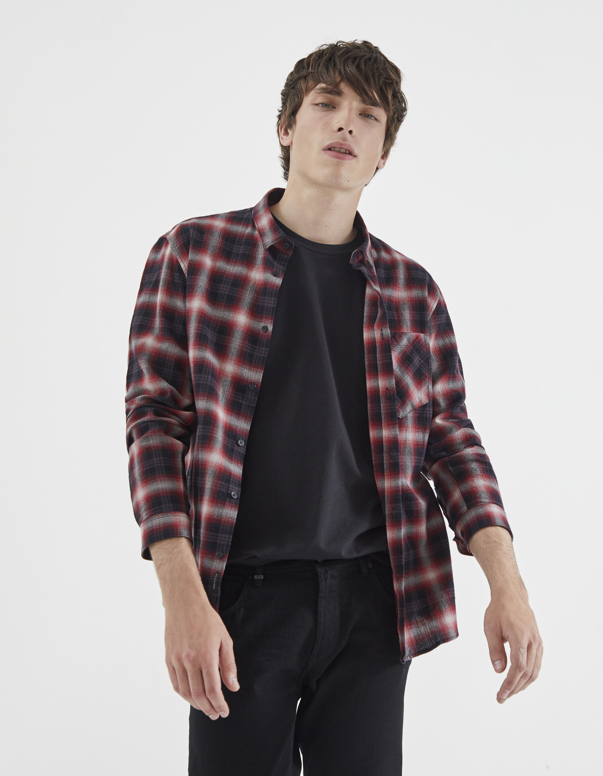 Camisa REGULAR roja cuadros Hombre
