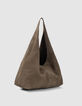 Sac Hobo kaki cuir velours-3