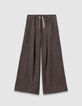 Weite Braune Mädchenhose melierter Flanell-3
