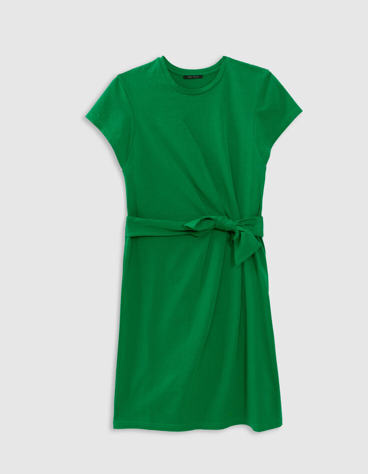 Vestido corto verde cinturón-6