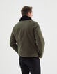 Men’s military khaki jacket with removable fur collar-4