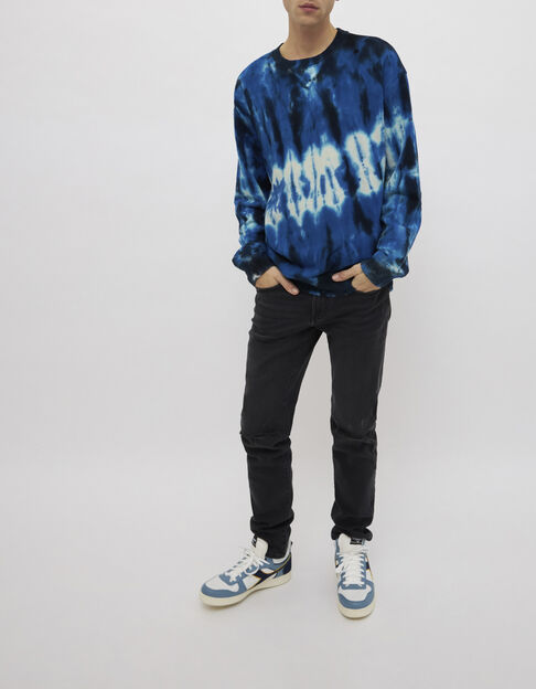 Jean SLIM anthracite avec usures placées Homme