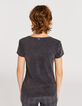 Women’s black faces image V-neck-shirt-2