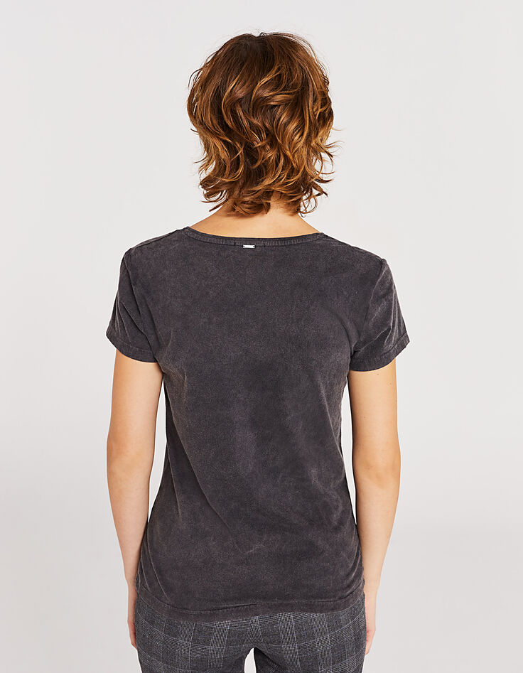 Women’s black faces image V-neck-shirt-2