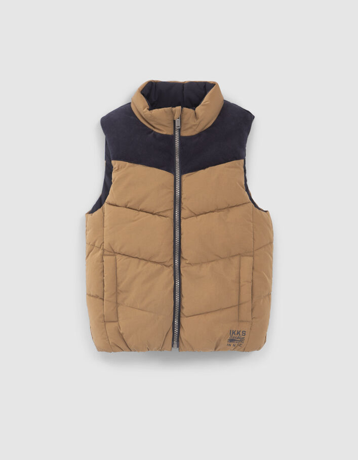 Omkeerbare bodywarmer camel en marine jongens-5