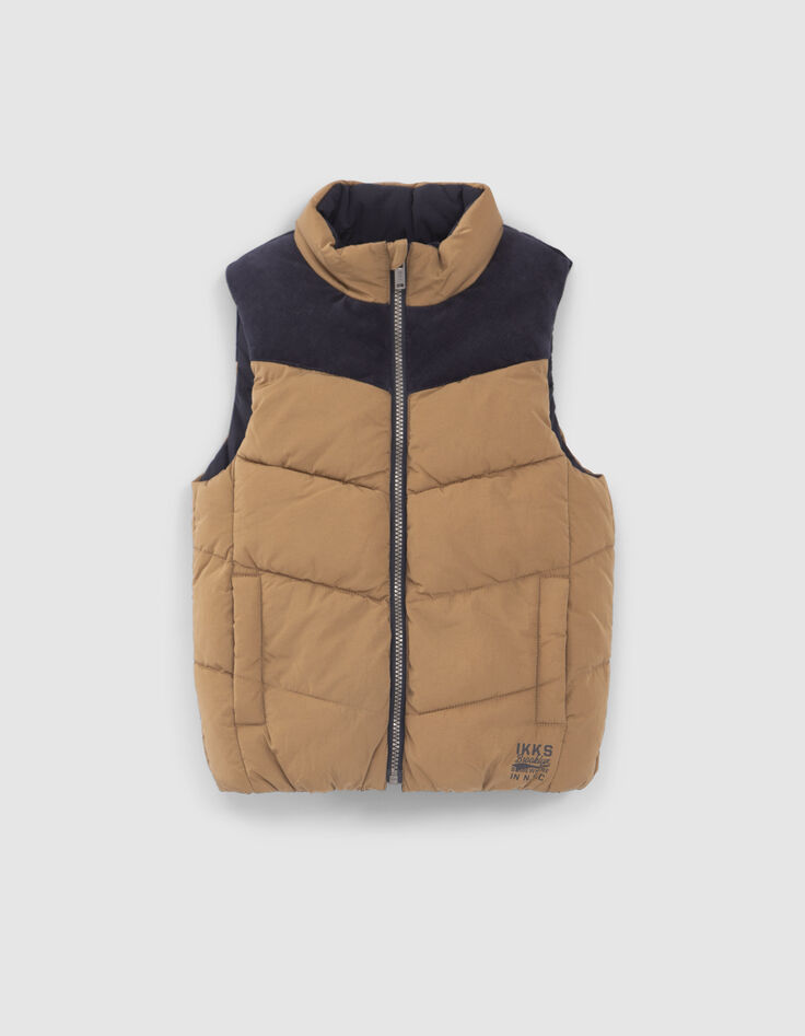 Ärmellose Wende-Steppweste, camel/marineblau, für Jungs-3
