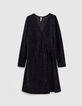 I.Code black textured panne velvet dress-1