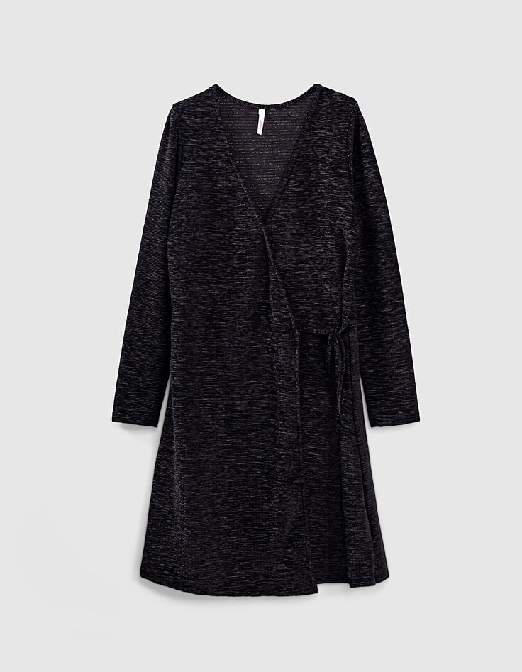 I.Code black textured panne velvet dress-1 I.Code black textured panne velvet dress-1