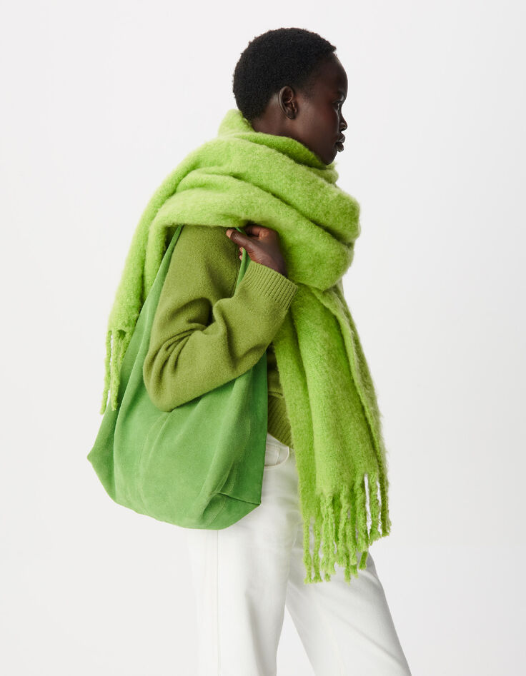 Sac Hobo vert cactus cuir velours Femme-5
