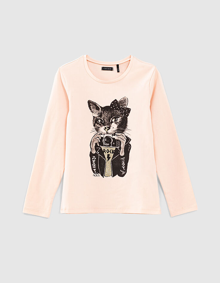 Tee-shirt rose visuel chat-photographe fille-1 Tee-shirt rose visuel chat-photographe fille-1