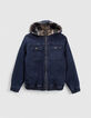 Boys’ blue denim/checked Sherpa reversible jacket-3