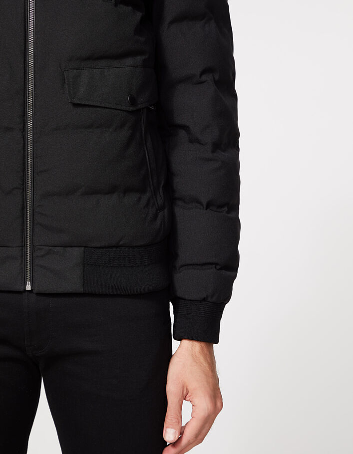 Zwarte gewatteerde jas in rock stijl van Urban Lab Heren - IKKS