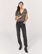 Kaki metallic T-shirt in viscose parels dames-6