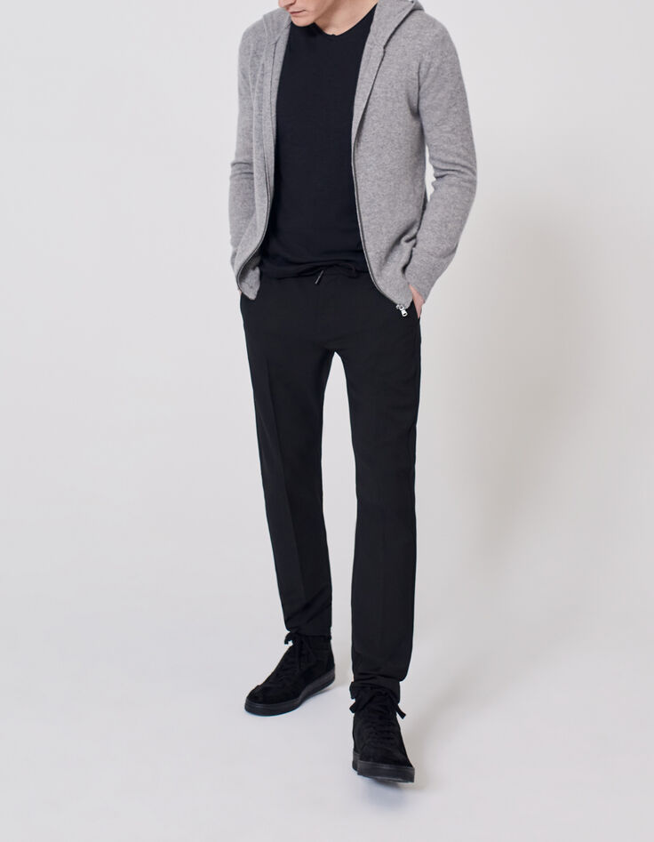Men’s grey marl cashmere hooded cardigan-7