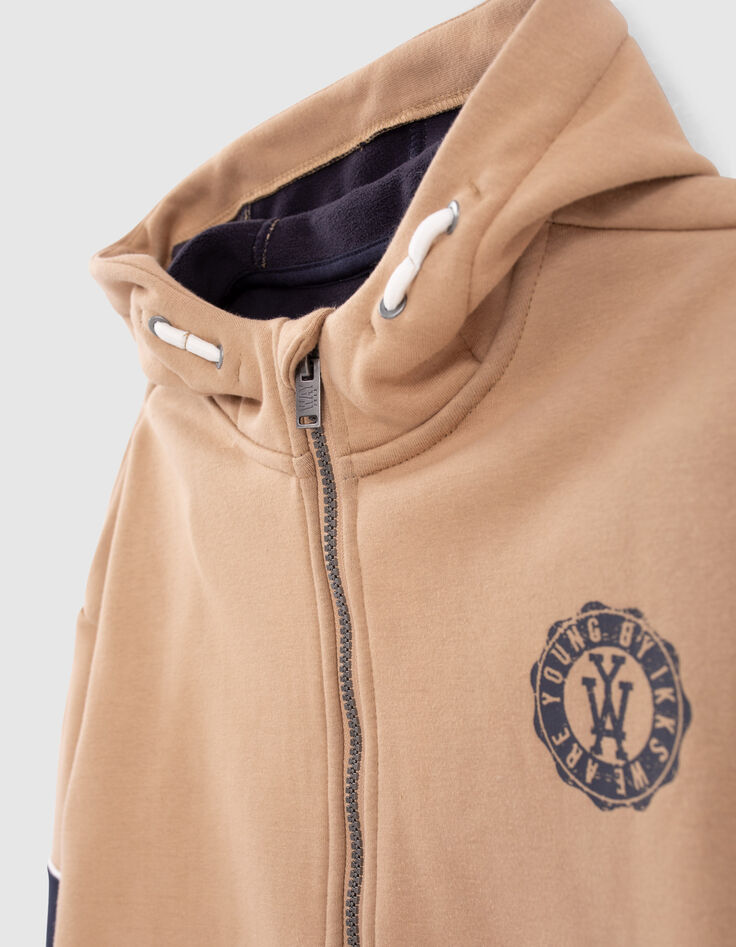 C&aacute;rdigan caramelo con rayas anchas navy ni&ntilde;o -5