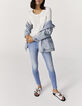 Jean slim bleu clair regular waist coupe sculpt up femme-1