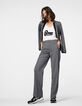 Pantalon tailleur taille basse coupe large fil à fil femme-1
