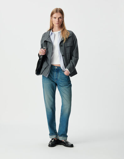 Women’s grey flannel overshirt jacket - IKKS