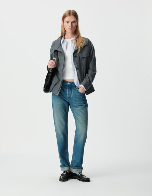 Sobrecamisa gris franela mujer - IKKS