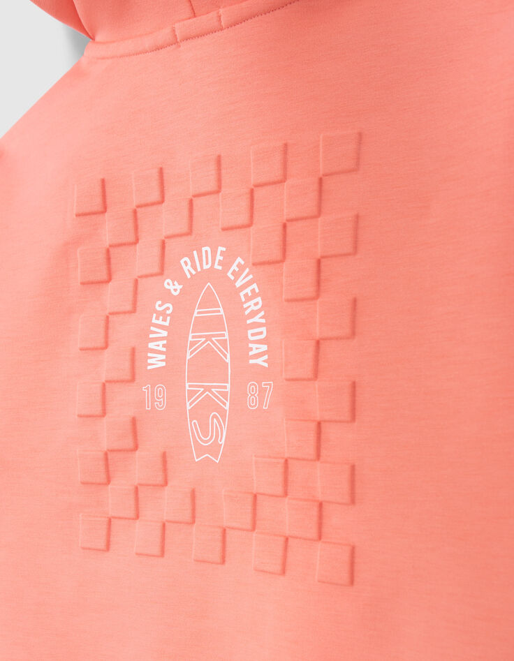 Boys’ neon orange cardigan, embossed checkerboard on back-6