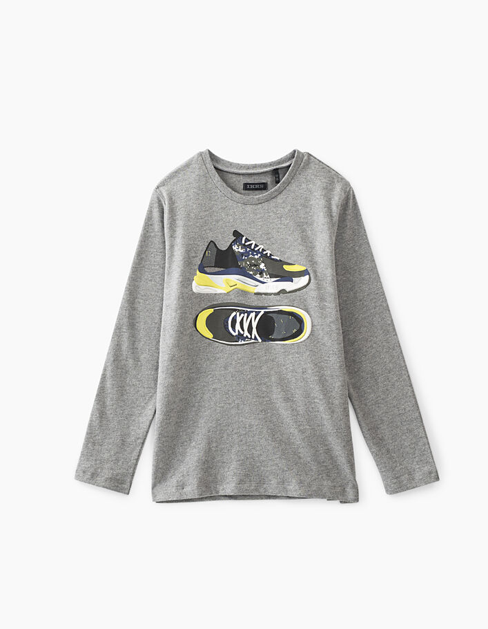 Camiseta gris jaspeado oscuro con deportivas niño  - IKKS