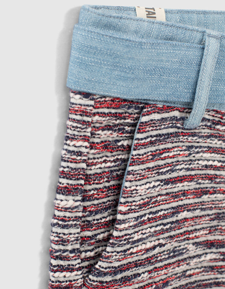 Shorts azul marino mini me lana tweed niña-6 Shorts azul marino mini me lana tweed niña-6